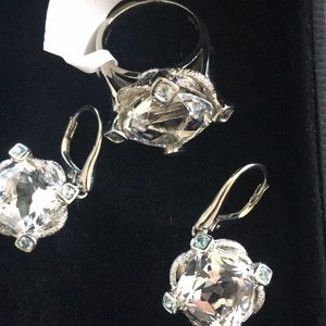.925 sterling silver ring earrings bundle crystal